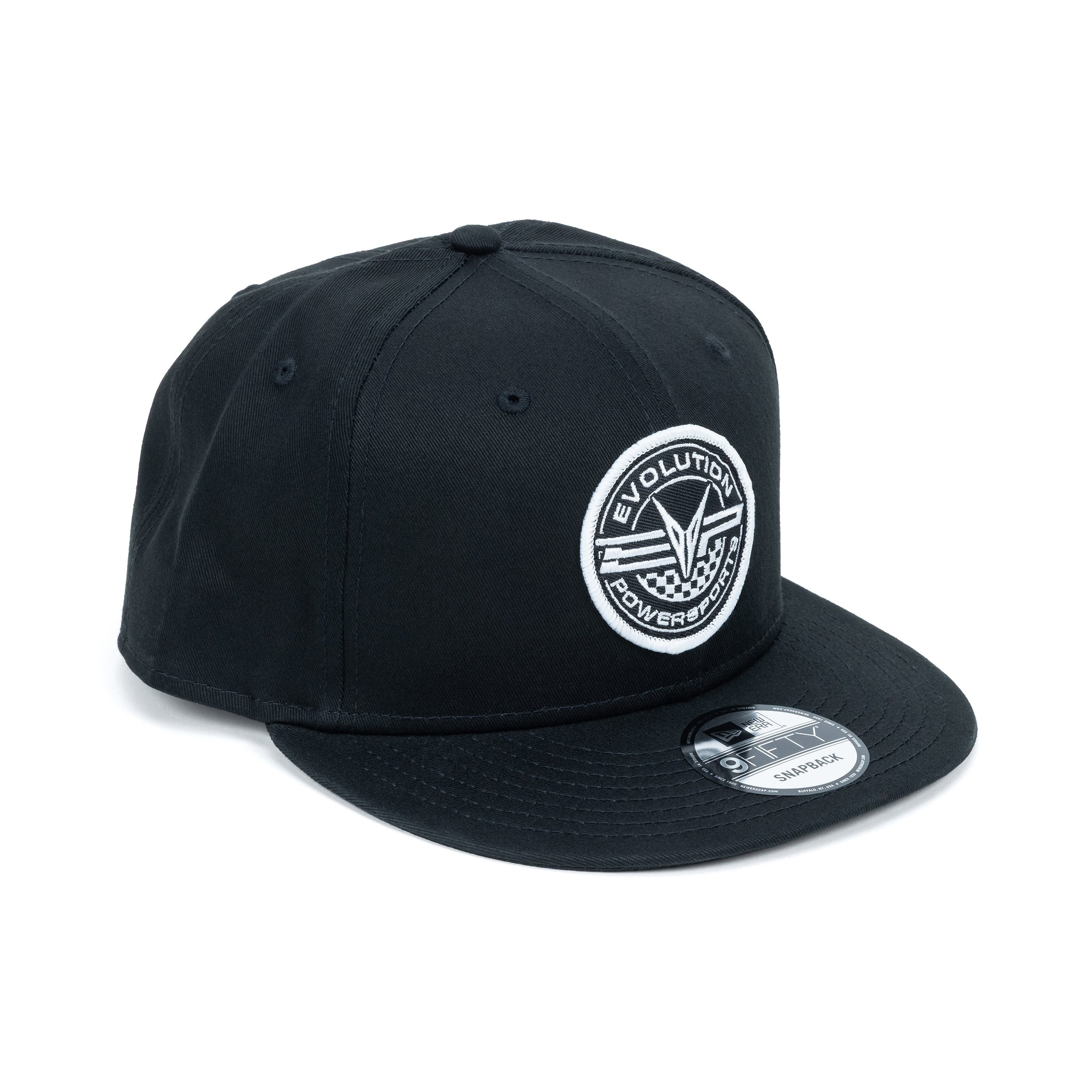 gear hats EVP Black Canvas Snapback Hats- B&W Checkered Race Patch