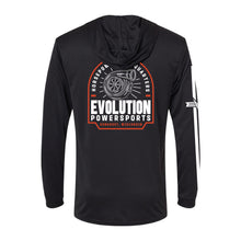 Cargar imagen en el visor de la galería, Evolution Powersports - Horsepower Headquarters UV Hooded Long Sleeve - Black