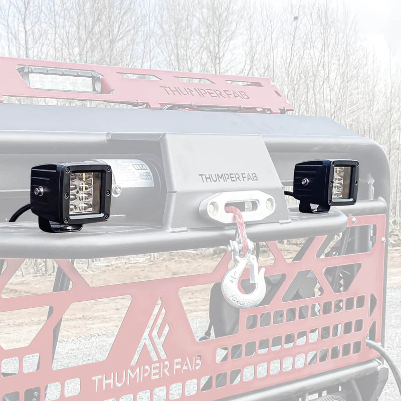 Can-Am Defender Winch Headache with Dual 3" LED Work Light Kit Rack by Thumper Fab