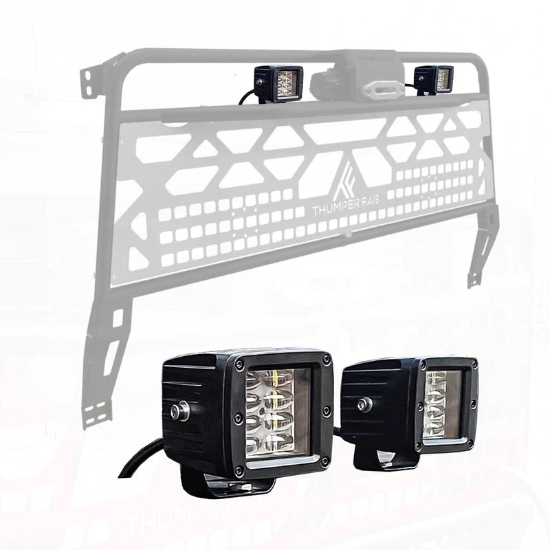Can-Am Defender Winch Headache with Dual 3" LED Work Light Kit Rack by Thumper Fab