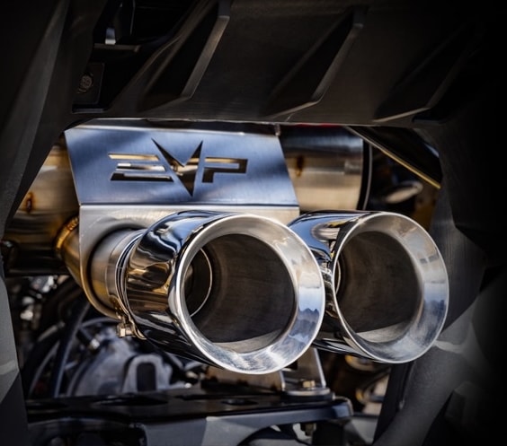 EVP performance exhaust installed on a UTV